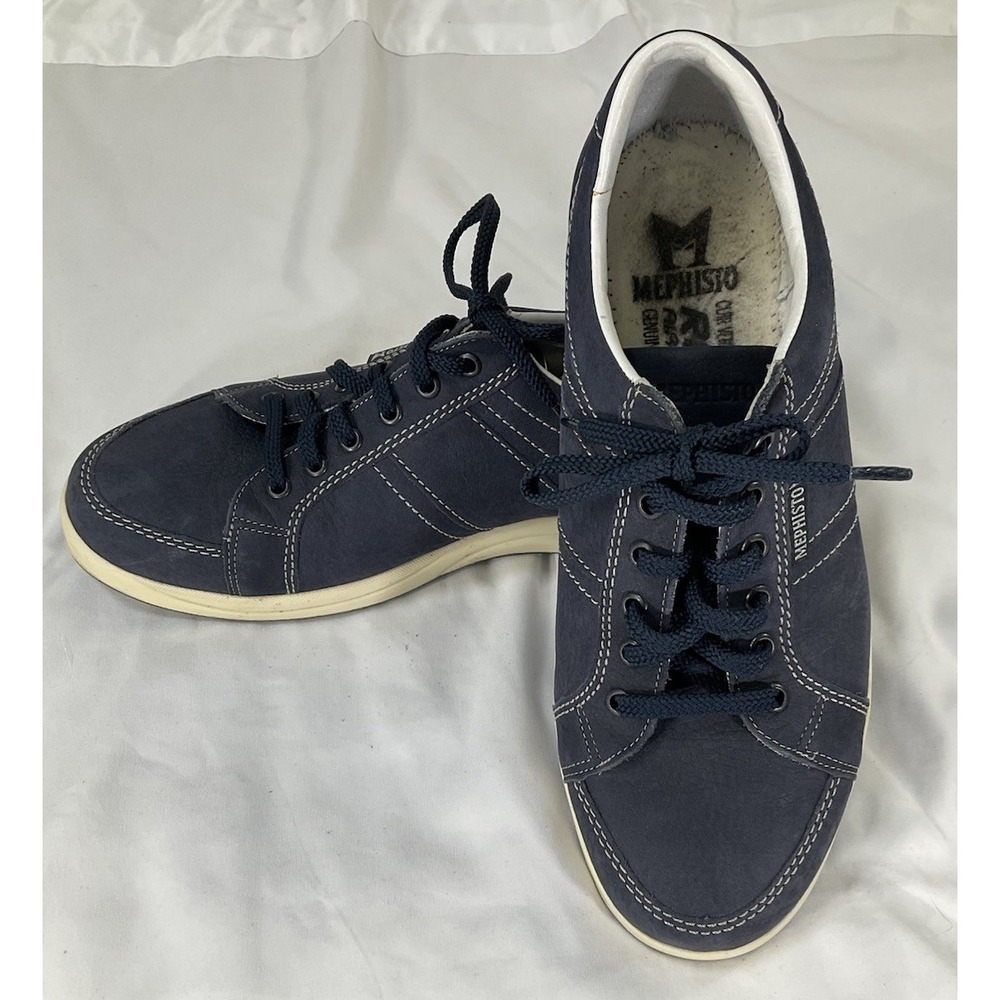 Mephisto Air Jet Runoff System Men's Shoes Size 8.5 Blue Leather Comfort Sneaker